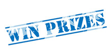Win Prizes Blue Stamp On White Background