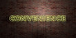 CONVENIENCE - fluorescent Neon tube Sign on brickwork - Front view - 3D rendered royalty free stock picture. Can be used for online banner ads and direct mailers..