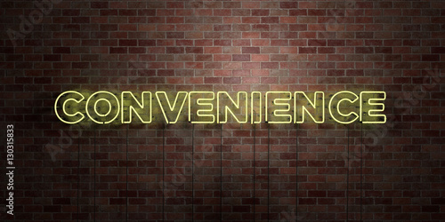 Fotografie, Obraz CONVENIENCE - fluorescent Neon tube Sign on brickwork - Front view - 3D rendered royalty free stock picture