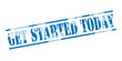 get started today blue stamp on white background