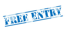 Free Entry Blue Stamp On White Background