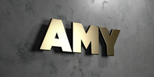 Amy - Gold Sign Mounted On Glossy Marble Wall  - 3D Rendered Royalty Free Stock Illustration. This Image Can Be Used For An Online Website Banner Ad Or A Print Postcard.