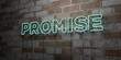 PROMISE - Glowing Neon Sign on stonework wall - 3D rendered royalty free stock illustration.  Can be used for online banner ads and direct mailers..