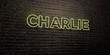 CHARLIE -Realistic Neon Sign on Brick Wall background - 3D rendered royalty free stock image. Can be used for online banner ads and direct mailers..