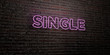 SINGLE -Realistic Neon Sign on Brick Wall background - 3D rendered royalty free stock image. Can be used for online banner ads and direct mailers..