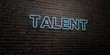 TALENT -Realistic Neon Sign on Brick Wall background - 3D rendered royalty free stock image. Can be used for online banner ads and direct mailers..