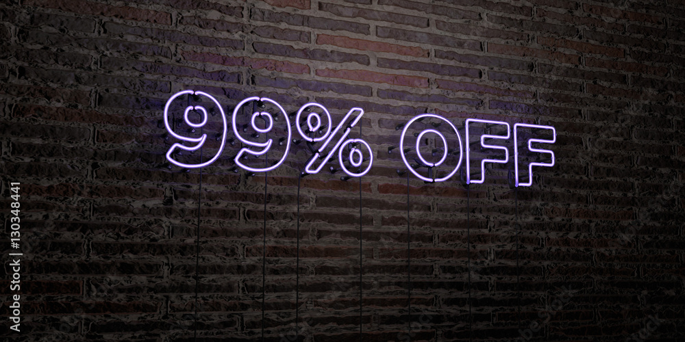 99% OFF -Realistic Neon Sign on Brick Wall background - 3D rendered ...