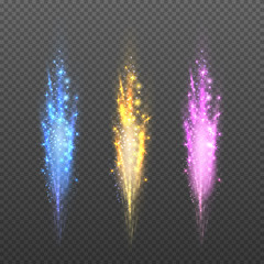 Wall Mural - vector fireworks, sparks christmas lights isolated on plaid background