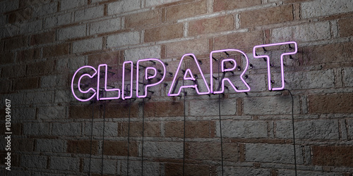 Clipart Glowing Neon Sign On Stonework Wall 3d Rendered