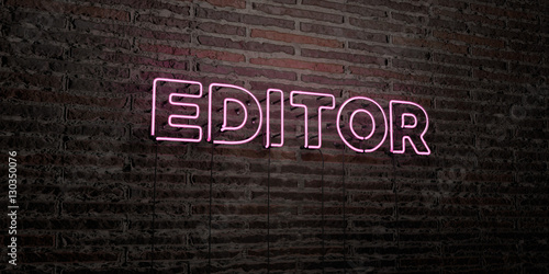 Cuadros en Lienzo EDITOR -Realistic Neon Sign on Brick Wall background - 3D rendered royalty free stock image