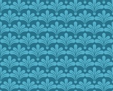 Blue Retro Wallpaper Seamless Background.