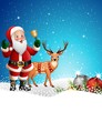 Christmas background with Santa Claus ringing bell