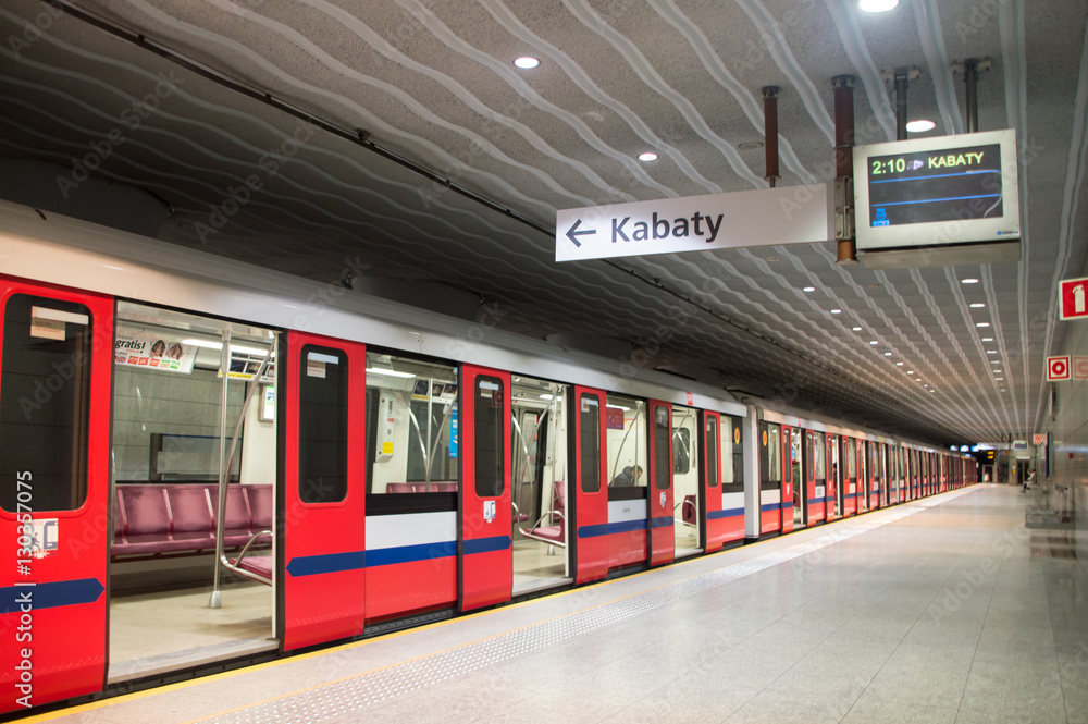 Obraz na płótnie Warsaw, Poland. 10 December 2016. Subway at Mlociny metro station. w salonie