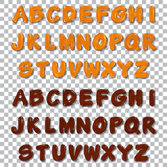 Poster - Vector melted caramel and chocolate sauce alphabet