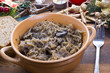Traditional polish sauerkraut with mushrooms