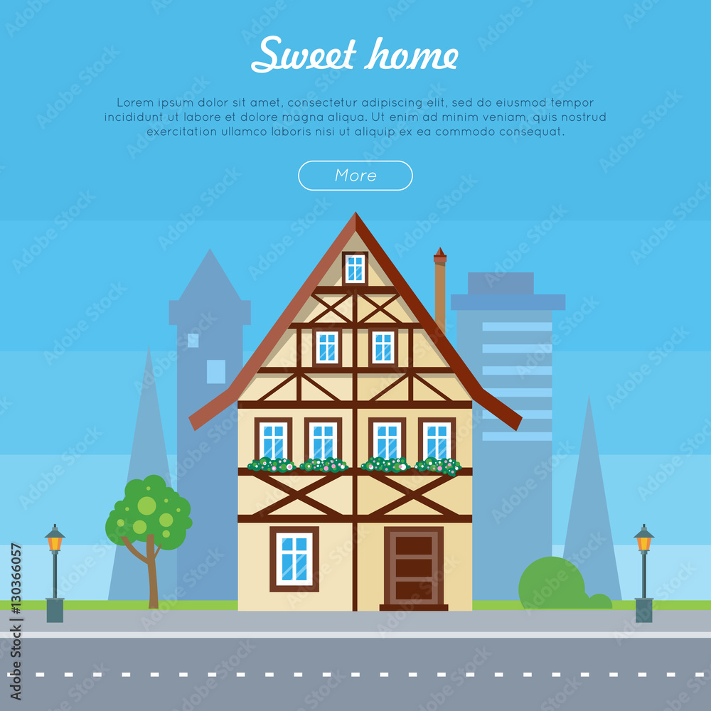 Sweet Home House Banner Poster Template. Vector Stock Vector | Adobe Stock