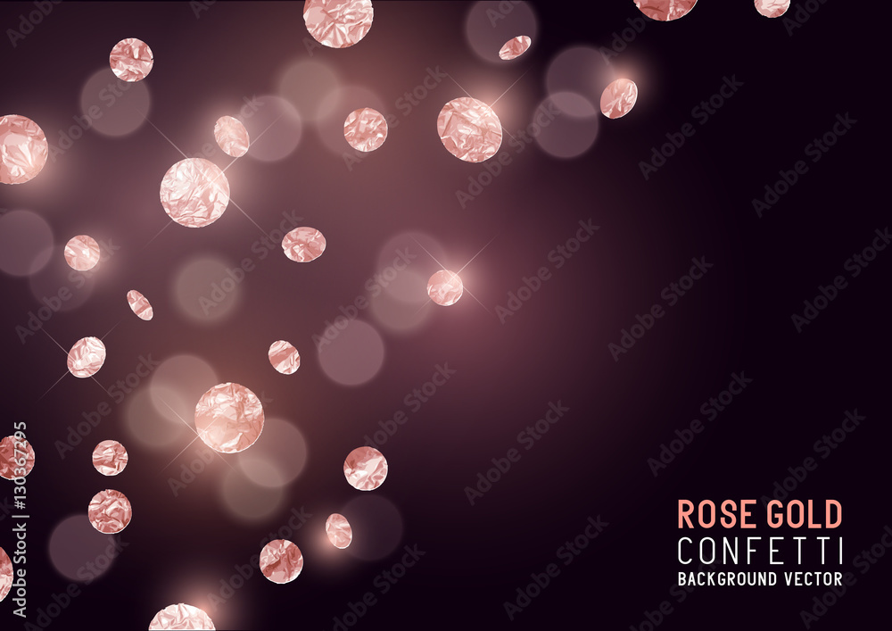 Large Rose Gold glitter Confetti party background. Vector illustration ...