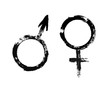 Male Female Symbols Grunge Painted Style