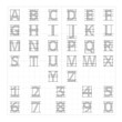 Drafting paper alphabet. Vector drawing sketch letters