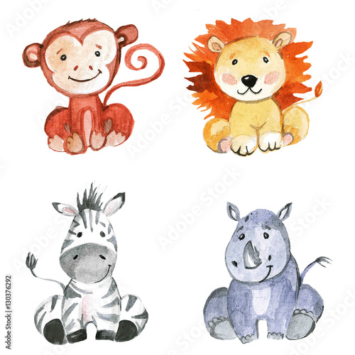 Cute baby animals for kindergarten, nursery, children clothing, pattern