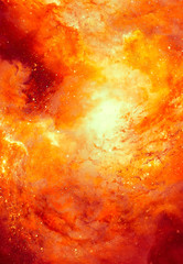 Poster - Cosmic space and stars, color cosmic abstract background. Fire effect in space. Copy space.