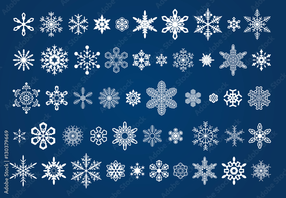 50 different vector snowflakes icons set Stock Vector | Adobe Stock