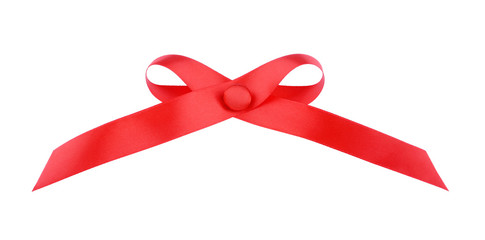 Wall Mural - Red silk ribbon bow isolated on white background