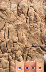 Red rock limestone fingers in Dades Gorgem Morocco, Africa