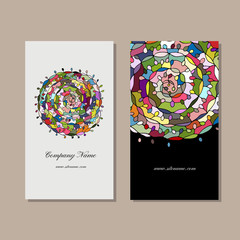 Business card design, floral mandala