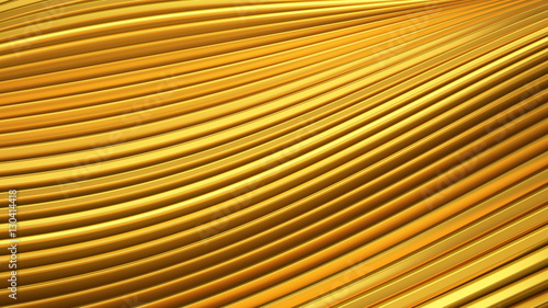 Plakat Złote tło z wygładzonymi liniami. 3D ilustracja, 3D renderi