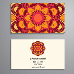 Business Card. Vintage decorative elements. Ornamental floral bu