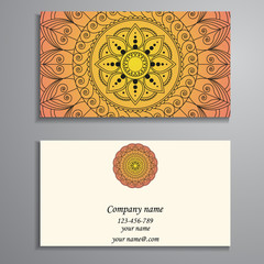 Business Card. Vintage decorative elements. Ornamental floral bu