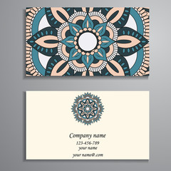 Business Card. Vintage decorative elements. Ornamental floral bu