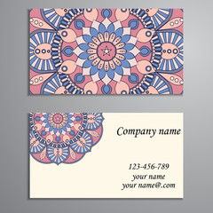 Business Card. Vintage decorative elements. Ornamental floral bu