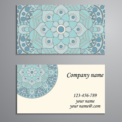 Business Card. Vintage decorative elements. Ornamental floral bu