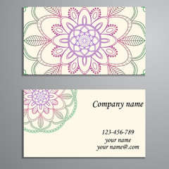 Business Card. Vintage decorative elements. Ornamental floral bu