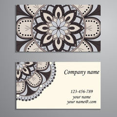 Business Card. Vintage decorative elements. Ornamental floral bu