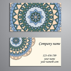 Business Card. Vintage decorative elements. Ornamental floral bu