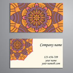 Business Card. Vintage decorative elements. Ornamental floral bu