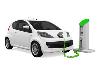 Electric Car in Charging Station