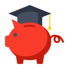 529 college savings plan concept with piggy bank wearing a graduation cap