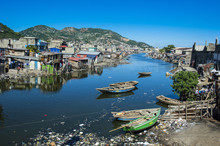 Totally Polluted River Mapou Flowing Through Cap Haitien, Haiti