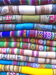 Wall Mural - Andean blankets in a market, La Paz, Bolivia.