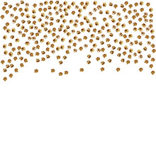Gold Dots Isolated On White Background. Confetti Celebration, Falling Golden Abstract Decoration For Party, Birthday Celebrate, Anniversary Or Event, Festive. Festival Decor. Vector Illustration