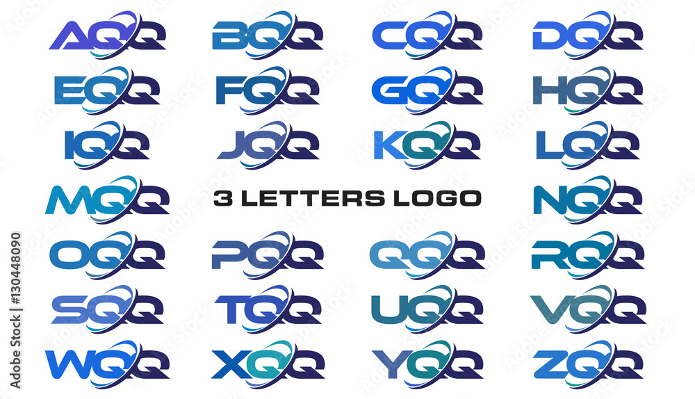 Cqq 3 letters modern generic swoosh logo AQQ, BQQ, CQQ, DQQ, EQQ, FQQ, GQQ ...