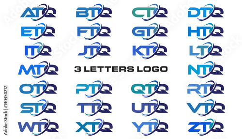 3 Letters Modern Generic Swoosh Logo Atq Btq Ctq Dtq Etq Ftq Gtq Htq Itq Jtq