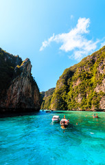 Maya bay Phi Phi Islands andaman sea Krabi, South of Thailand.