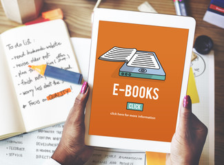 Wall Mural - e-books e-reader media literature innovation technology concept