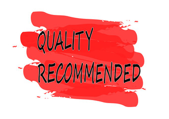 quality recommended red banner on white background