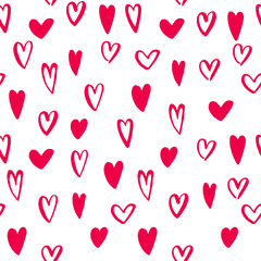 Wall Mural - Hearts seamless pattern Valentine day vector art icons
